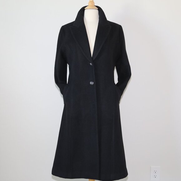Authentic BON ANGEL vintage black long wool coat Classic EUC - Picture 1 of 8